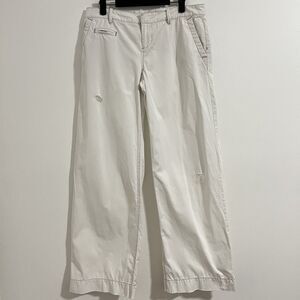 Polo Jeans Company 1967 Ralph Lauren Chino Size 8 Tan Ivory Wide Leg Distressed